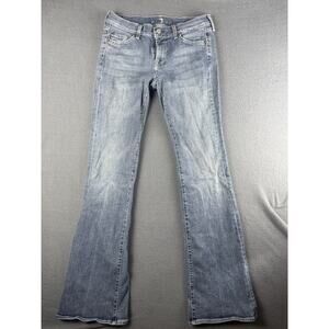 7 For All Mankind Jeans Womens 28 Blue Pocket Low Rise Flare Med Wash Stretch